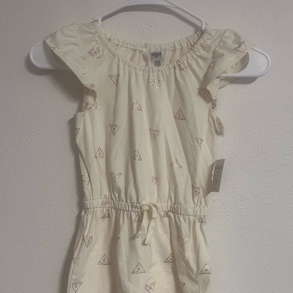 Cream Sleeveless Romper with Triangle Print